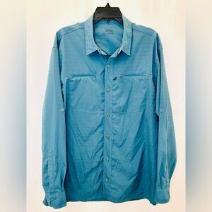 World Wide Sportsman Aqua Blue Long Sleeve Fisherman Button Up Shirt Men’s XL